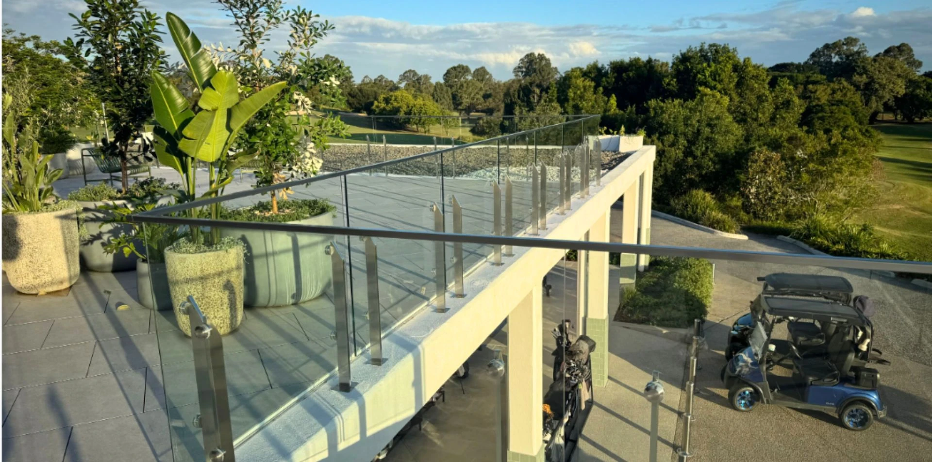 Alubal featured - Frameless Glass and Handrail Works for Indooroopilly Golf Club